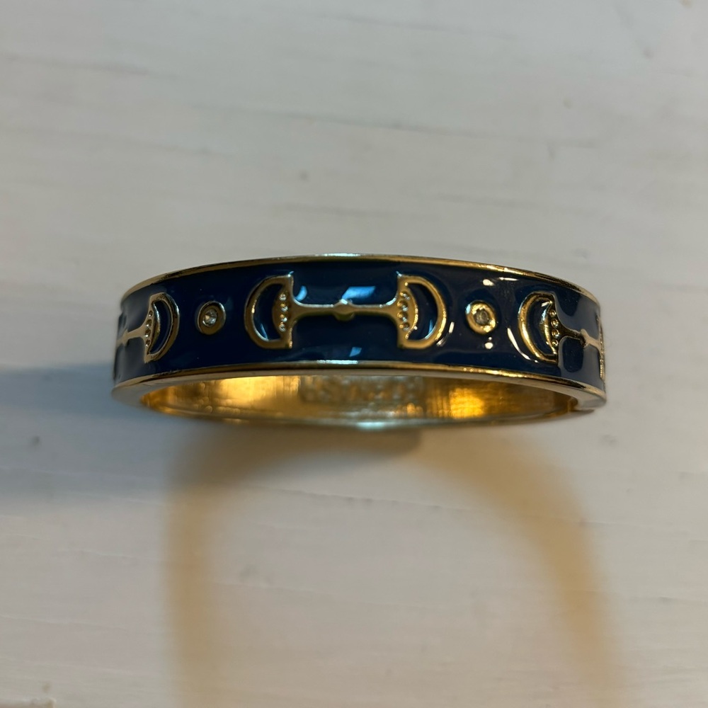 Fornash Gold and Blue Equestrian horse bit Bangle bracelet